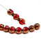 8mm Red czech glass fire polished round cut beads, golden luster - 10Pc