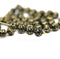 5mm Black rose bud Czech glass beads gold wash, 50pc