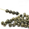 5mm Black rose bud Czech glass beads gold wash, 50pc