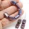 12x8mm Rectangle purple czech glass beads, luster finish, 10pc