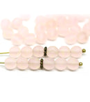 6mm Frosted pink round druk czech glass beads, 40Pc