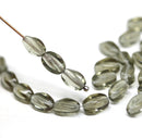 9x6mm Transparent gray twisted oval czech glass beads, 30pc