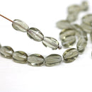 9x6mm Transparent gray twisted oval czech glass beads, 30pc