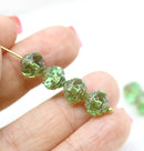 8mm Green picasso rose bud flower round fire polished beads 10pc
