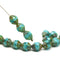 8x6mm Turquoise green cathedral beads Picasso 15Pc