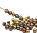 5mm Metallic rose bud Czech glass beads mix, 50pc