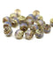 6mm Frosted opal glass cathedral beads Czech glass golden ends 20Pc