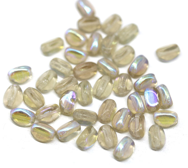 7x5mm Light topaz fire polished barrel Czech glass beads AB finish oval cut, 40pc