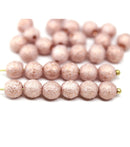 6mm Pink copper round druk czech glass beads, 30Pc