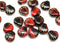 9mm Black red glass shell beads side drilled, 20pc