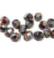 8x6mm Black red blue cathedral fire polished czech glass barrel beads - 15Pc