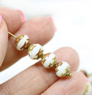 8mm White picasso rose bud flower round fire polished beads 10pc