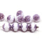 8mm White purple rose bud flower round fire polished beads 10pc