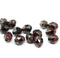 8x6mm Black red cathedral fire polished czech glass barrel beads - 15Pc