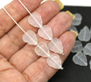 12x10mm Frosted clear Czech glass beads, 15Pc