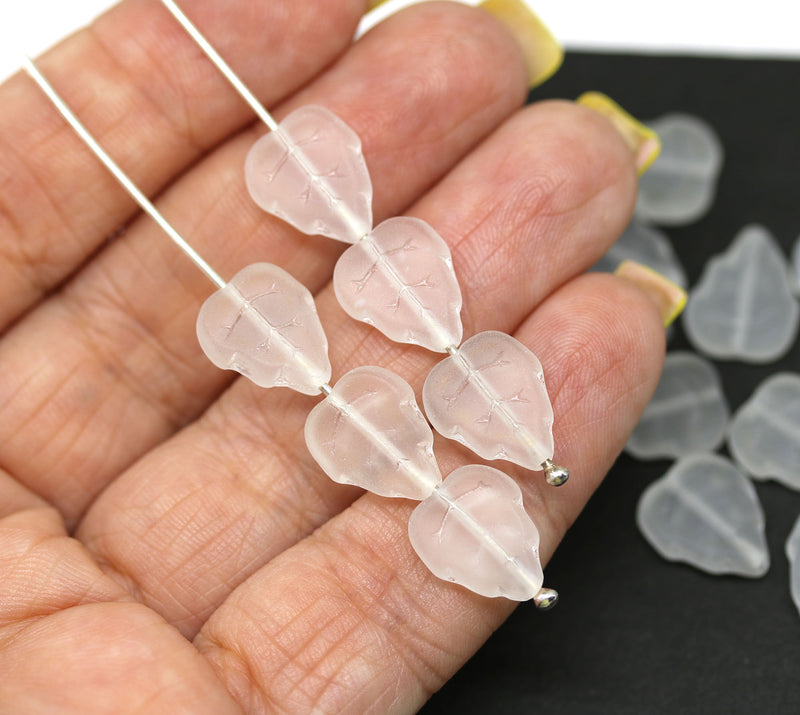 12x10mm Frosted clear Czech glass beads, 15Pc