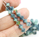 6mm Mixed blue fancy small bicone beads, 50pc