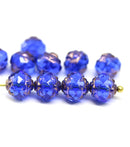 8mm Dark blue copper rose bud flower round fire polished beads 10pc