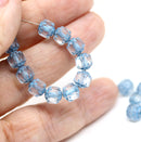 6mm Pale blue frosted cathedral beads Czech glass 20Pc