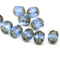 8x6mm Sapphire blue rice czech glass fire polished beads picasso ends, 10pc