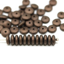 6mm Dark brown copper czech glass rondelle spacer beads, 50pc