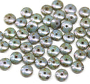 6mm Gray picasso luster czech glass rondelle spacer beads, 50pc