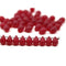 5x7mm Frosted red teardrops czech glass beads, 50pc