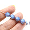 10x8mm Opal blue czech glass fire polished beads copper ends, 8Pc