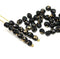 4mm Black czech glass fire polished beads gold wash, 50Pc