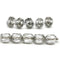 8x6mm Gray rice czech glass fire polished beads silver ends, 10pc