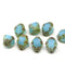 10x8mm Opal blue czech glass fire polished beads picasso ends, 8Pc
