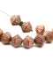 11mm Pink czech glass bicone beads golden stripes, 10pc