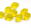14x10mm Transparent yellow czech glass beads lemon shape, 8Pc