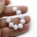 9mm White czech glass bicone fire polished beads, 10Pc
