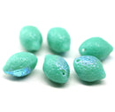 14x10mm Turquoise Green Lemon Czech Glass Beads, AB finish
