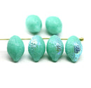 14x10mm Turquoise Green Lemon Czech Glass Beads, AB finish