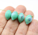 14x10mm Turquoise Green Lemon Czech Glass Beads, AB finish