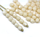 4mm Beige czech glass fire polished beads with luster, 50Pc