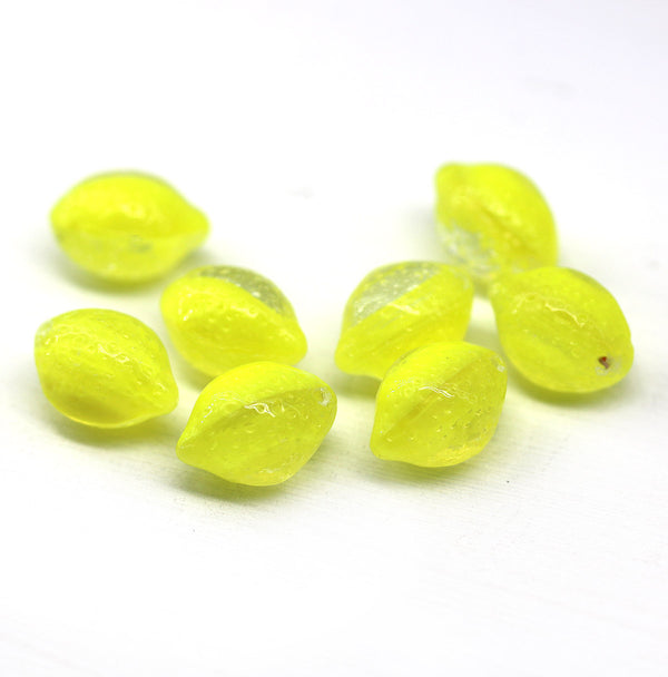 14x10mm Light Yellow Lemon Czech Glass Beads
