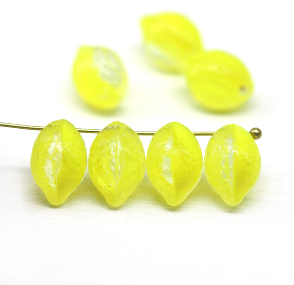 14x10mm Light Yellow Lemon Czech Glass Beads