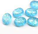 Blue Scarab Czech glass beads 6pc