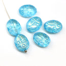 Blue Scarab Czech glass beads 6pc