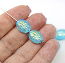 Blue Scarab Czech glass beads 6pc