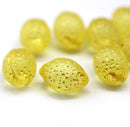 14x10mm Yellow Lemon Czech Glass Beads, Matte finish 