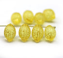 14x10mm Yellow Lemon Czech Glass Beads, Matte finish 