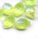 14x10mm Yellow Lemon Czech Glass Beads, AB finish 8pc