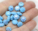 9mm Sky Blue Czech glass daisy flower beads with luster