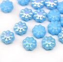 9mm Sky Blue Czech glass daisy flower beads with luster