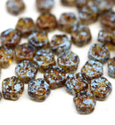 6mm Picasso brown daisy flower czech glass beads 40pc