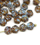 6mm Picasso brown daisy flower czech glass beads 40pc